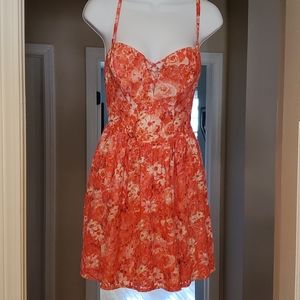 Orange and Pink flowered dress